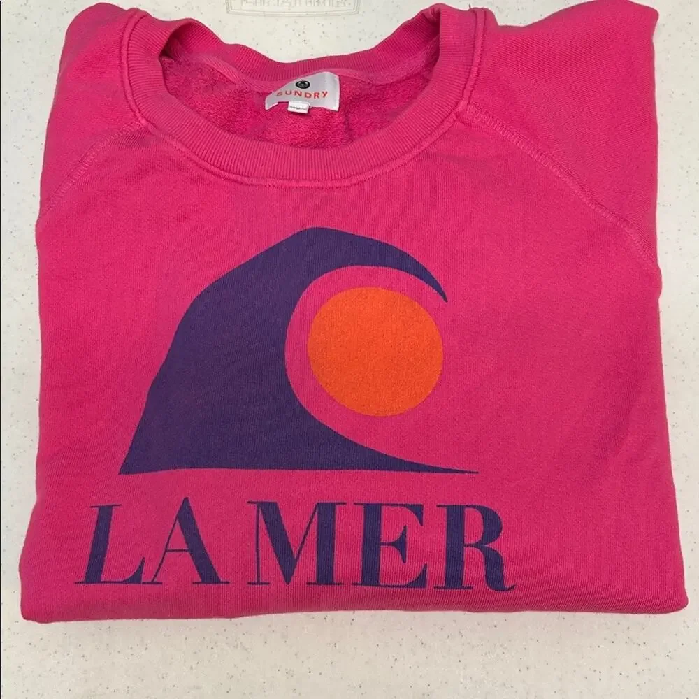 Anthropologie- Sundry La Mer Hot Pink Graphic Crewneck Sweatshirt - Picture 5 of 8